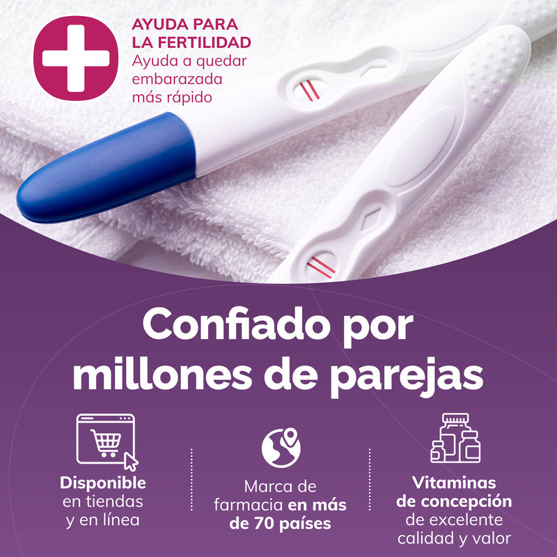 Pregnancy test with text in Spanish on a purple background