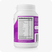 Conceive Plus Couples Bundle Fertility Support (ES) Women’s supplement bottle side view featuring full nutritional information in Spanish, listing key vitamins, minerals, and active compounds.