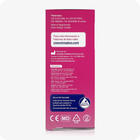 Conceive Plus Fertility Lubricant Pack (ES) back panel of 8x4 applicators box showing product certifications and distributor information, displayed in a magenta layout with white regulatory icons, multilingual contact details, a website link, and SASMAR quality assurance label.