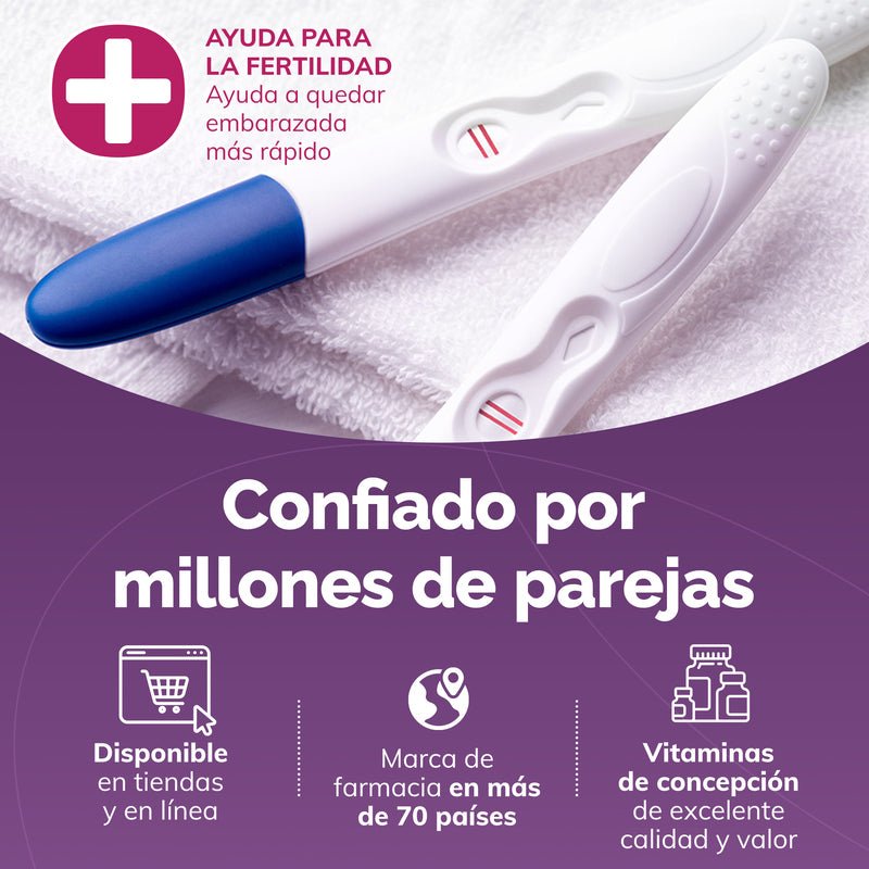 Pregnancy test with text in Spanish on a purple background